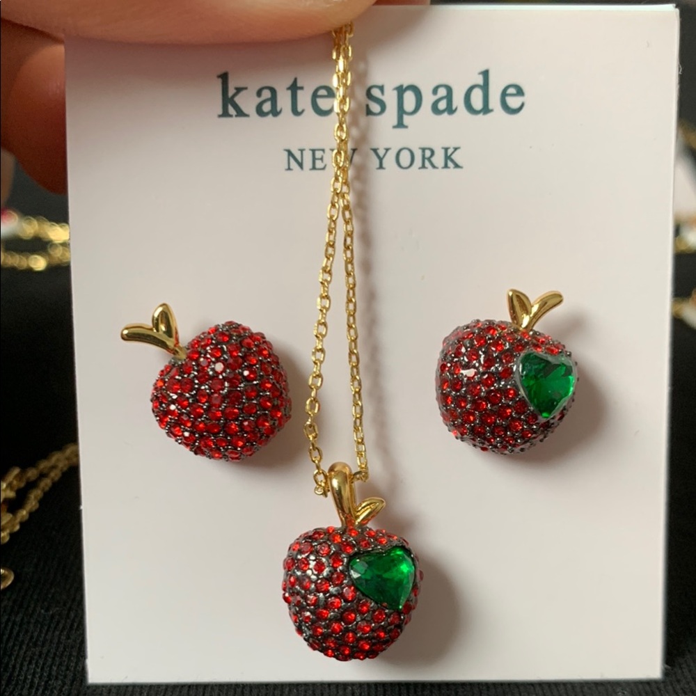 Kate Spade Red and Green Apple Jewelry Set